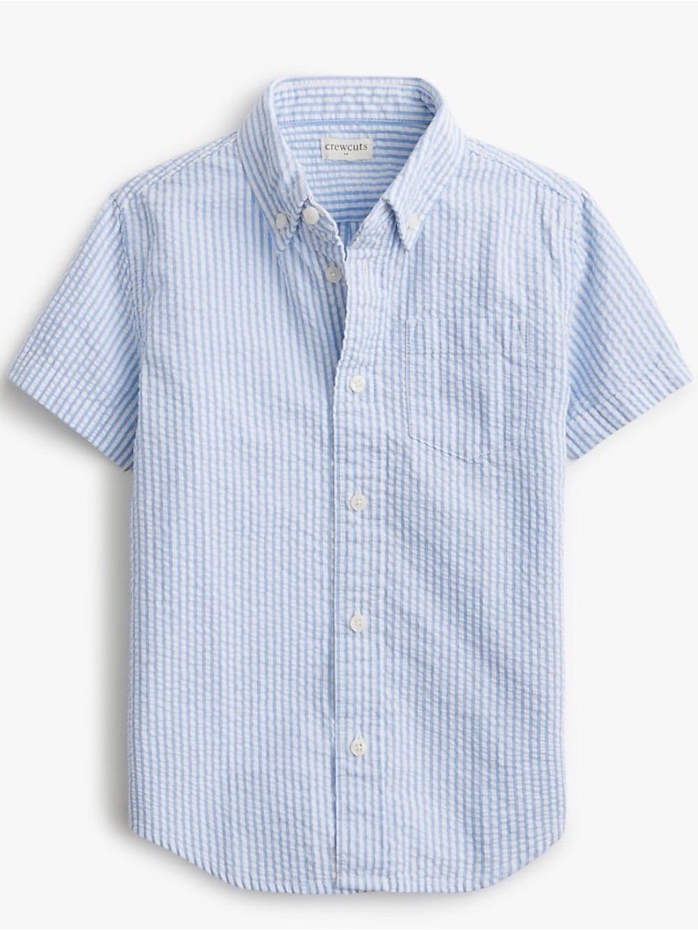 Crewcuts by J.Crew Boys Light Blue Seersucker Short Sleeve Button Down Shirt